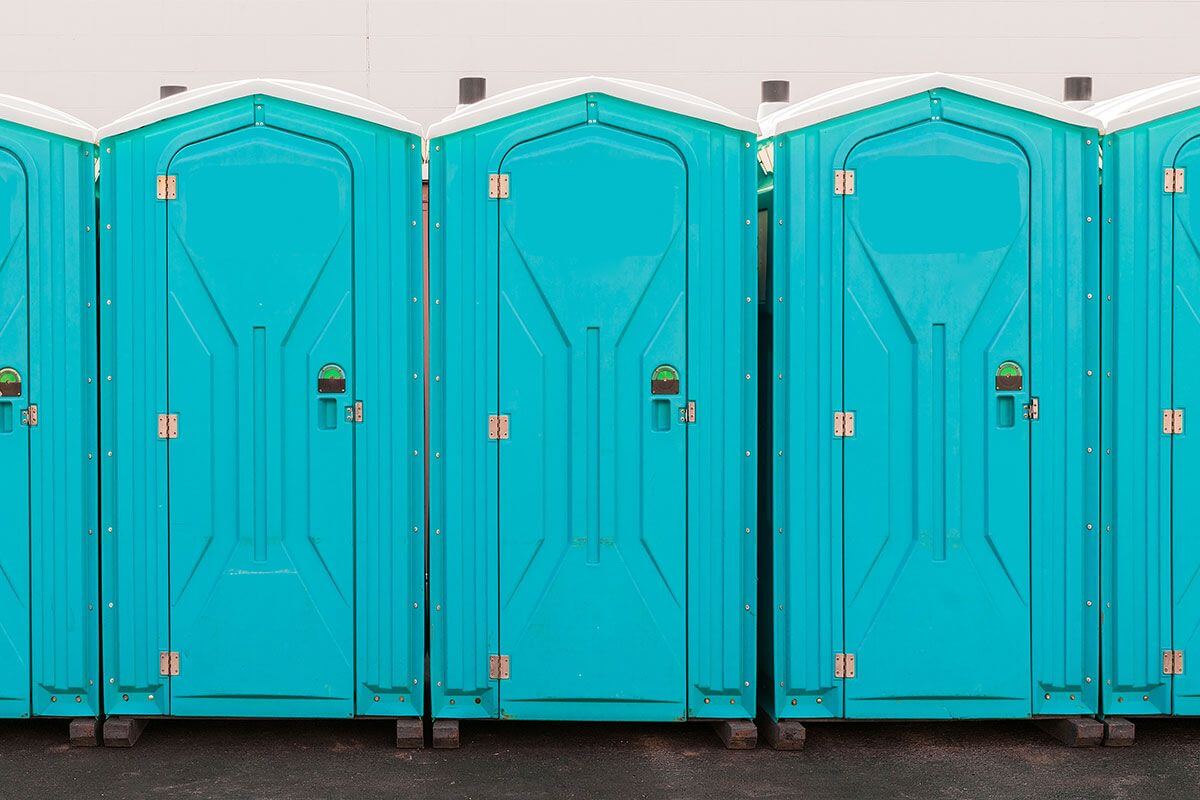 Industrial portable restroom units at a plant in Sapulpa, Oklahoma