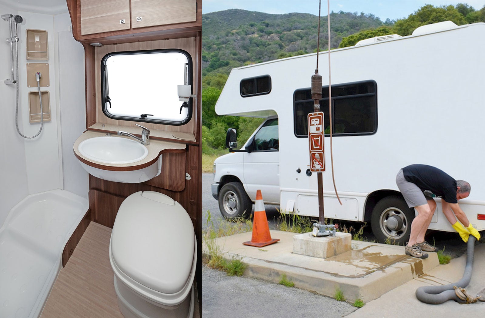 Portable RV/camper toilet and holding tank setup in Sapulpa, Oklahoma