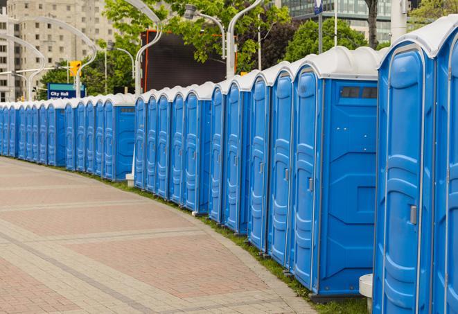 Seasonal porta potty units set up at a Sapulpa, Oklahoma venue